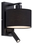Moderná nástenná lampa čierna okrúhla s lampou na čítanie - Puglia