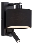 Moderná nástenná lampa čierna okrúhla s lampou na čítanie - Puglia