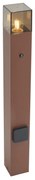 Priemyselné vonkajšie stĺpikové svietidlo hrdzavo hnedé s dymovým sklom 70 cm so súmrakovým senzorom IP44 - Dánsko