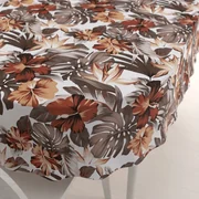 Biante Bavlnený oválny obrus Sandra SA-441 Hnedo-tehlové kvety a listy monstery 50x100 cm