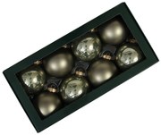 Olivovo zelené sklenené vianočné gule 8cm 8ks