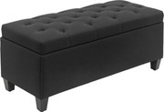 HOMCOM lavička so skladovacím priestorom – čierna, 100 x 40 x 44 cm | Aosom