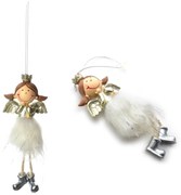 Vánoční závěsná figurka DÍVKA 18x7 cm bílá/zlatá