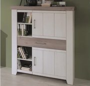 Vysoká komoda Cruz 100 cm, bielená pínia/šedý dub%