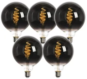 Sada 5 inteligentných LED žiaroviek E27 G125 čierne 4W 60lm 1800-3000K