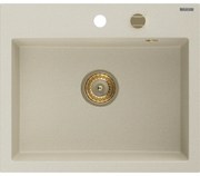 Mexen Oscar, 1-komorový granitový drez 580x490x205 mm, béžová, 6519581000-69-G