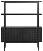 Čierna knižnica v dekore jaseňa s posuvnými dverami 94x114 cm Angus – Actona