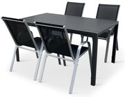 Záhradný jedálenský set Viking L + 4x kovová stolička Ramada sivá