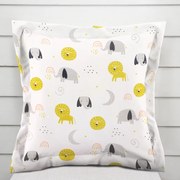 Biante Detská bavlnená obliečka na vankúš s lemom Sandra SA-649 Slony a levy na bielom 30 x 50 cm