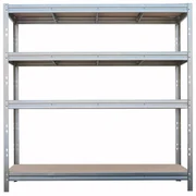 Kovový regál BULLRACK RIVET, 200x180x60 cm, 4x DTD polica, 450 kg na policu, zinok