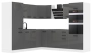 Kuchynská linka Belini Premium Full Version 480 cm šedý lesk s pracovnou doskou STACY