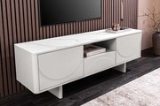 Luxusný TV stolík LUNA 150cm Biely matný & Keramika Mramor