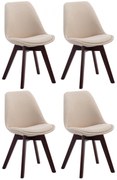 Stolička Borne V2 látka (SET 4 ks), drevené nohy orech - Krémová