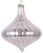 Pastelovo ružová sklenená ozdoba špicatá banka - Ø 10*10 cm