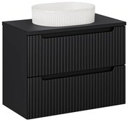 Závěsná skříňka Nova Black II s deskou a umyvadlem 80 cm černá/bílá