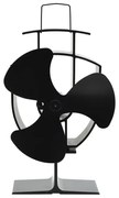 Teplom poháňaný ventilátor na krb s 3 lopatkami čierny