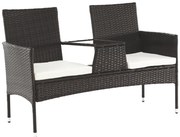 Záhradná lavička so stolíkom a vankúšmi,hnedá/krémová, LALIT