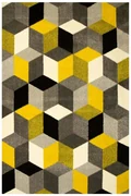 Koberec Sumatra E219 Romby Cubes žltý / sivý / krémový