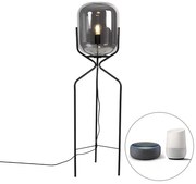 Inteligentná stojaca lampa čierna vrátane WiFi A60 dymové sklo - Bliss