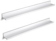 Nástenné police, 2ks, 5x80x10cm, biele