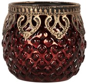 Červený sklenený svietnik na čajovú sviečku - Ø 9*8 cm