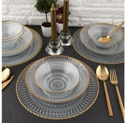 Jedálenská súprava 12 ks číra/zlatá/sklo