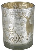 Sklenený svietnik na čajovú sviečku s jeleňom - ​​Ø 7*8cm