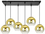 Závesné svietidlo Bergen Gold, 6x zlaté/transparentné sklenené tienidlo (fi 15cm)