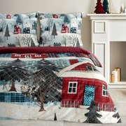 VIANOČNÉ SATÉNOVÉ OBLIEČKY NIKO 200X220 CM, 2 KS 70X80 CM VZOROVANÉ