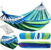 Modrá hojdacia sieť HAMAK pre 2 osoby 190x150 cm