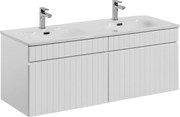 Comad Kúpeľňová skrinka s keramickým dvojumývadlom Iconic White 120 cm - biela
