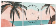 Obraz - Palmy pri mori (s hodinami) (90x30 cm)