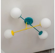 Prisadený luster MOON 4xE27/15W/230V tyrkysový/žltý