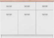 Trojdverová komoda Topty Typ 7 3D2S - biela / dub sonoma