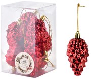 Vánoční sada 8 ks závěsných šišek SANTA LILA 8 cm červená