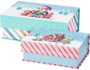 Set 2 vianočných krabíc Cookieman prúžky