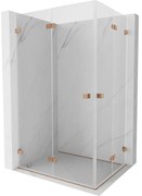 Mexen Lunar-F Duo, skladací sprchový kút 75 x 70 cm, 8mm číre sklo, profil medená matná, 836-075L-070P-65-00