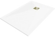 Mexen Stone+ kompozitový sprchový kout obdélníkový 90 x 70 cm, bílý, zlatý kryt - 44107090-G