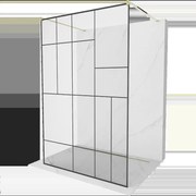 Mexen Kioto voľne stojaca sprchová stena 140 x 200 cm, transparentnéné/čierny vzor 8 mm, zlatá - 800-140-002-50-78