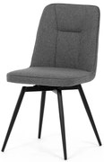 Autronic - Židle jídelní, šedá látka, 360° otočný mechanismus, černý matný lak, kovové nohy - DCL-V2052 GREY2 AKCE