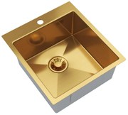 Gamma Gamma, 1-komorový nerezový drez 450x500x210 mm, brúsené zlato, GMA-S4550-GD
