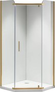 BPS-koupelny Päťuholníkový sprchový kút KZ91A 80x80 zlatá/transparent - bez vaničky