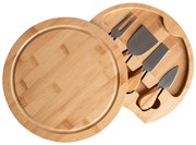 Servírovací bambusové prkénko na sýry s příslušenstvím ANDRA 25 cm natural