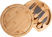 Servírovacia bambusová doska na syry s príslušenstvom ANDRA 25 cm prírodná