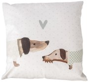 Béžová obliečka na vankúš s jazvečíkmi a srdiečkom - 45*45cm