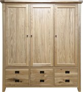 Trojdielna šatníková skriňa so 6 zásuvkami, 190x63x210 cm