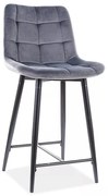 Zamatová barová stolička CHIC 90 cm sivá