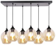 Candellux Čierno-hnedý závesný luster Aspa pre žiarovku 6x E27 36-00620