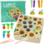 LEAN Toys Drevená hra s mrkvou Žížala Magnet Rybársky prút