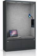 Akustická kabína SALLY MentalBox 1150 mm – antracitový korpus, sivé sedadlo